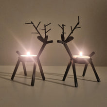 Load image into Gallery viewer, Dark Reindeer Tea Light Holder Christmas Table Decor
