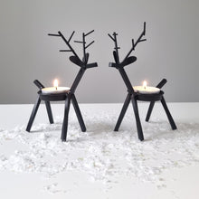 Load image into Gallery viewer, Black Silhouette Reindeer Tea Light Holders
